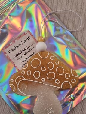 Mushroom Hanging Air Freshener - Tan/White